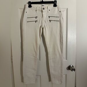 PAIGE Double Zip White Skinny Jeans